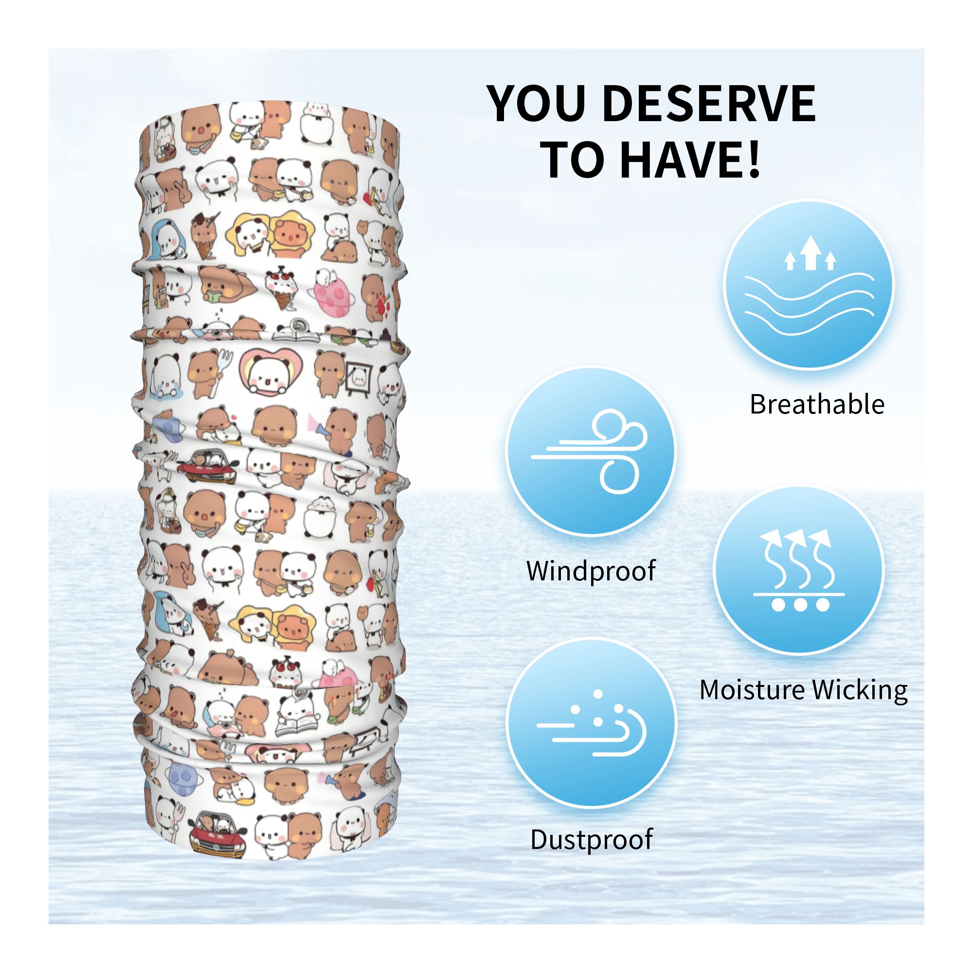 Custom Bear Cartoon Peach And  - Neck Gaiter Face Cover ulasan dan harga