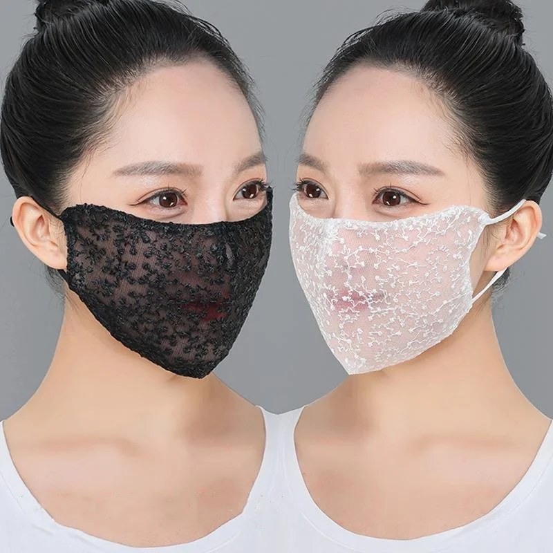 1/2pc Black White Lace Face Ma - Cloth Face Mask Washable ulasan dan harga