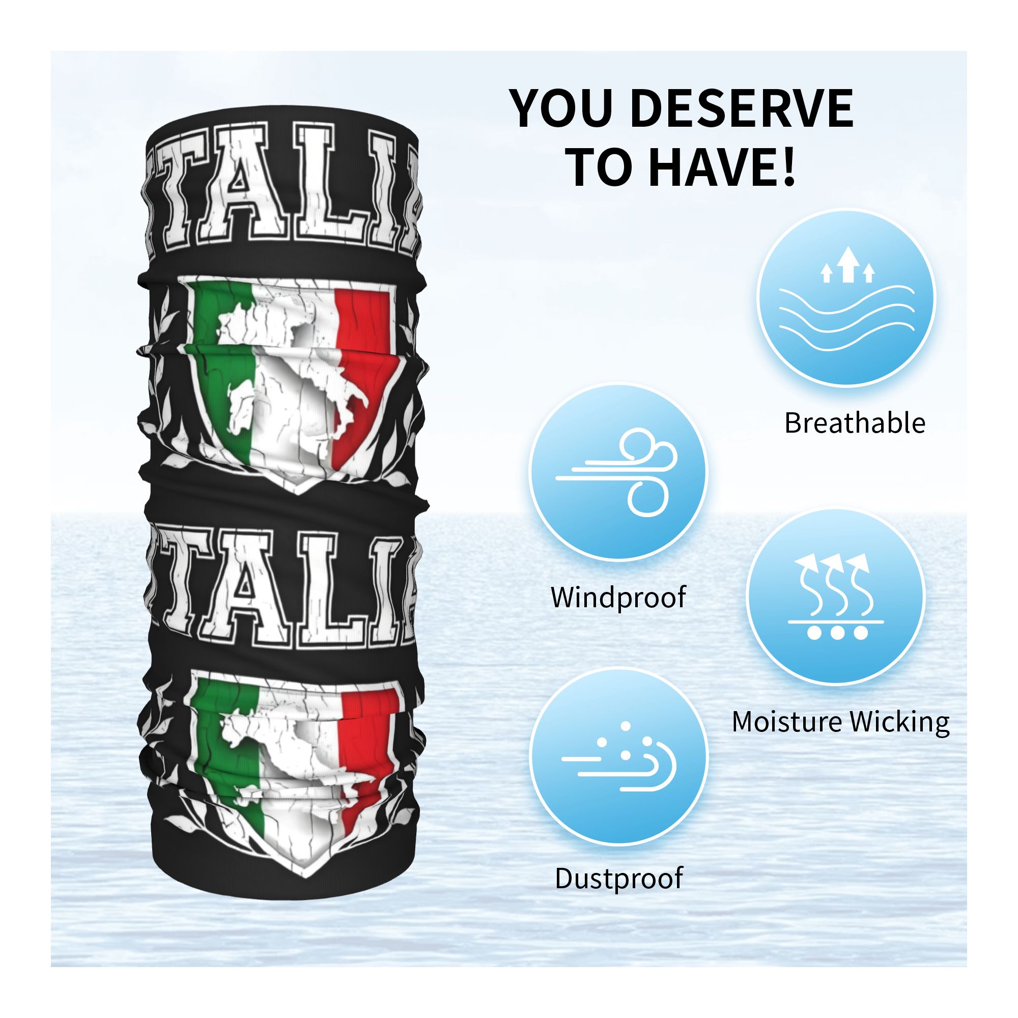 Custom Italy Flag Bandana Neck - Neck Gaiter Face Cover ulasan dan harga