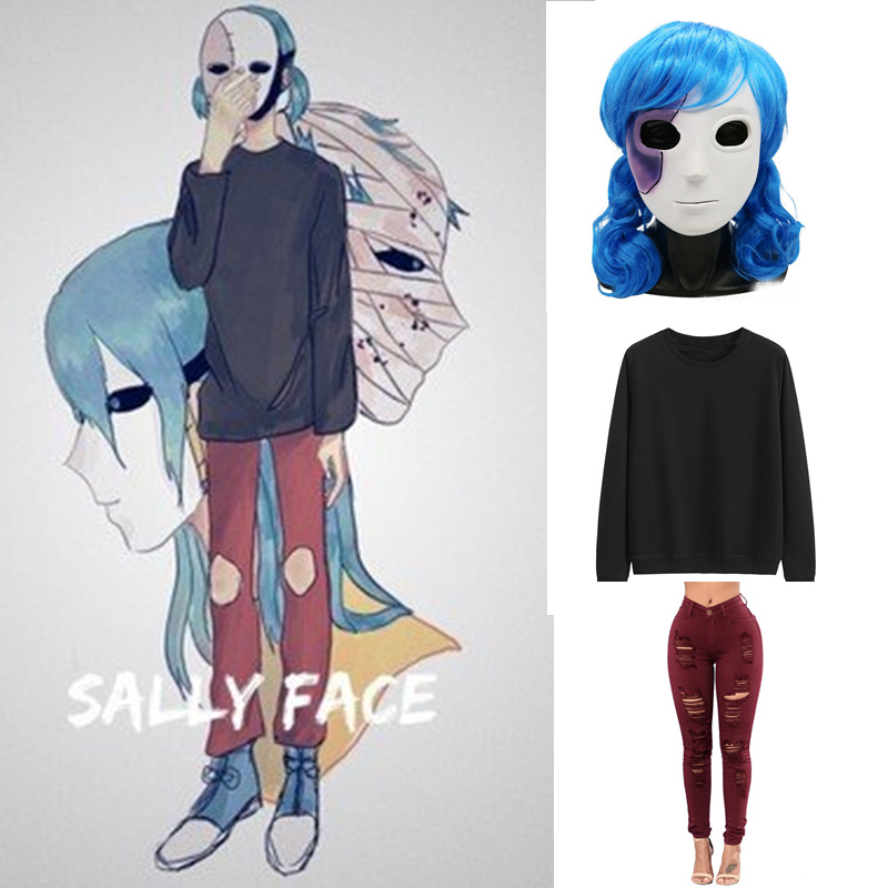 Hot  Anime Game Sally Face Cos - Black Face Mask Pack ulasan dan harga