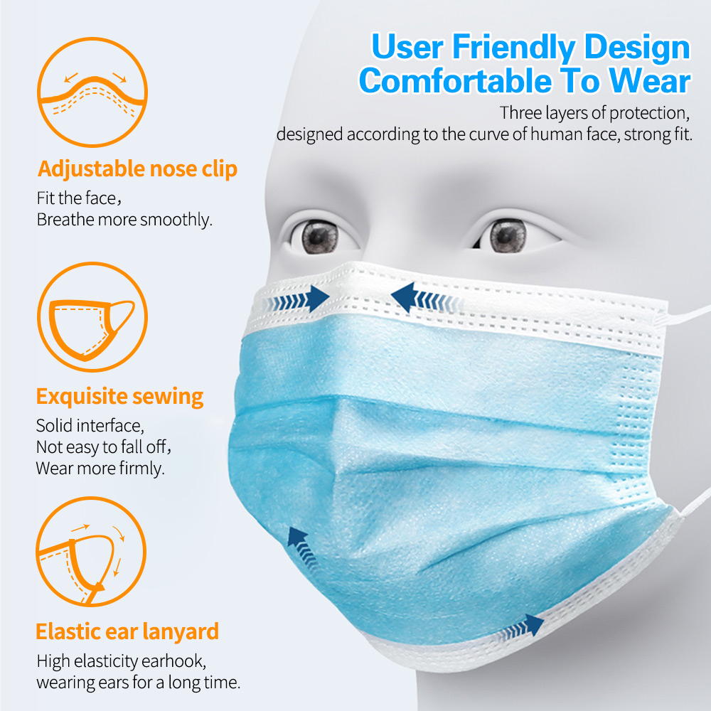 Masks 3-layer Mask Face Masks  - Black Face Mask Pack ulasan dan harga