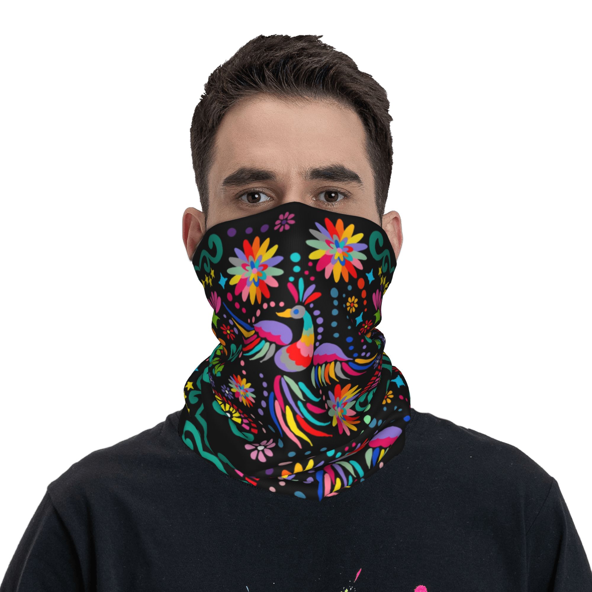 Custom Mexican Floral Flower T - Neck Gaiter Face Cover ulasan dan harga