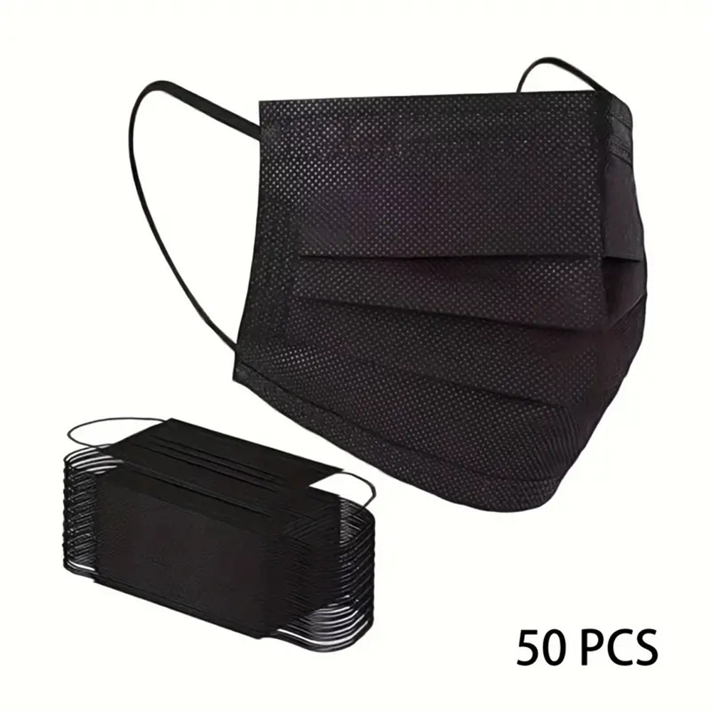 50-200pcs Black Disposable Fac - Black Face Mask Pack ulasan dan harga