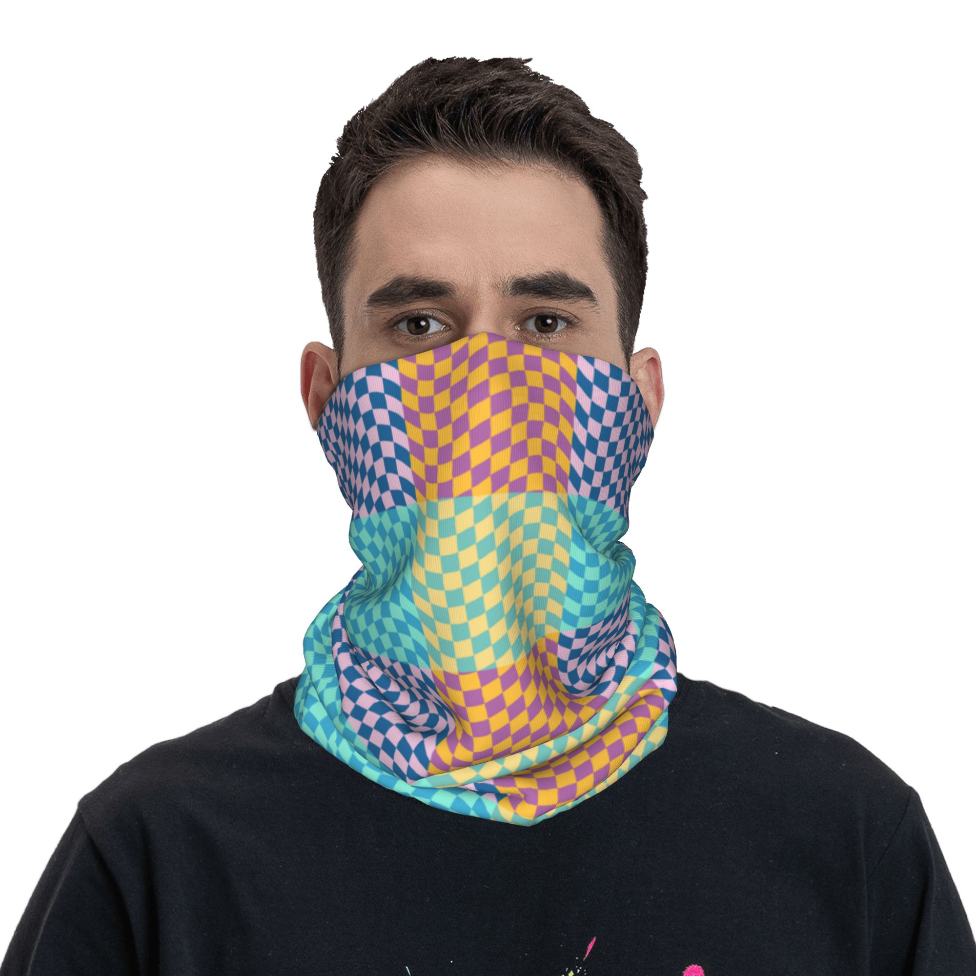 Custom Colored Checkered Banda - Neck Gaiter Face Cover ulasan dan harga