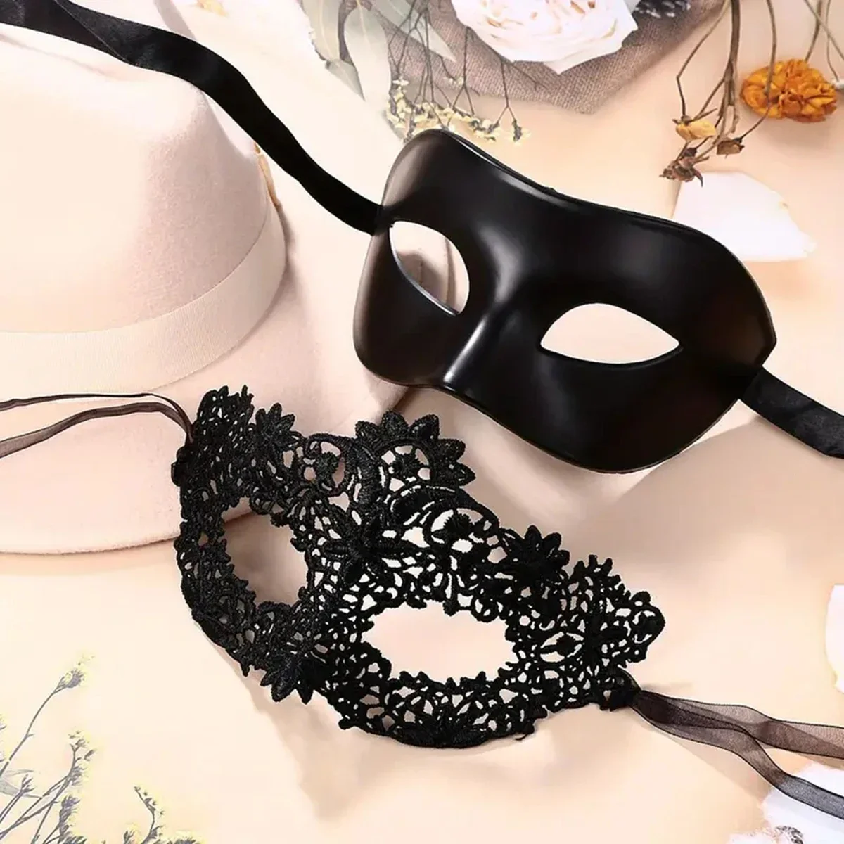 2pcs Elegant Black Lace Masque - Black Face Mask Pack ulasan dan harga