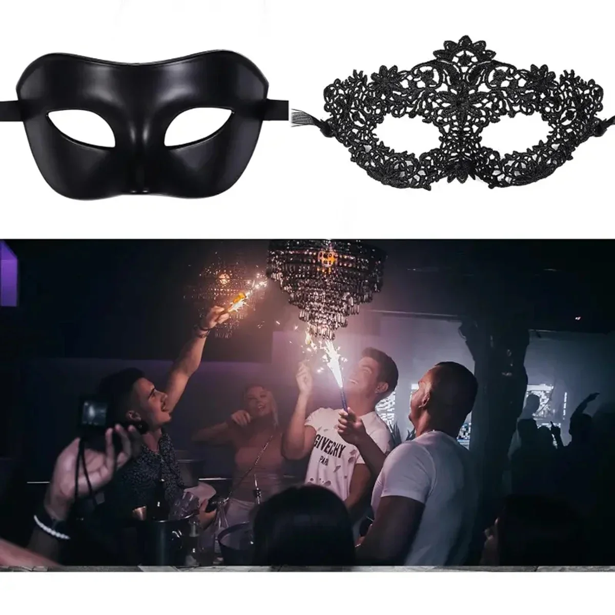 2pcs Elegant Black Lace Masque - Black Face Mask Pack ulasan dan harga