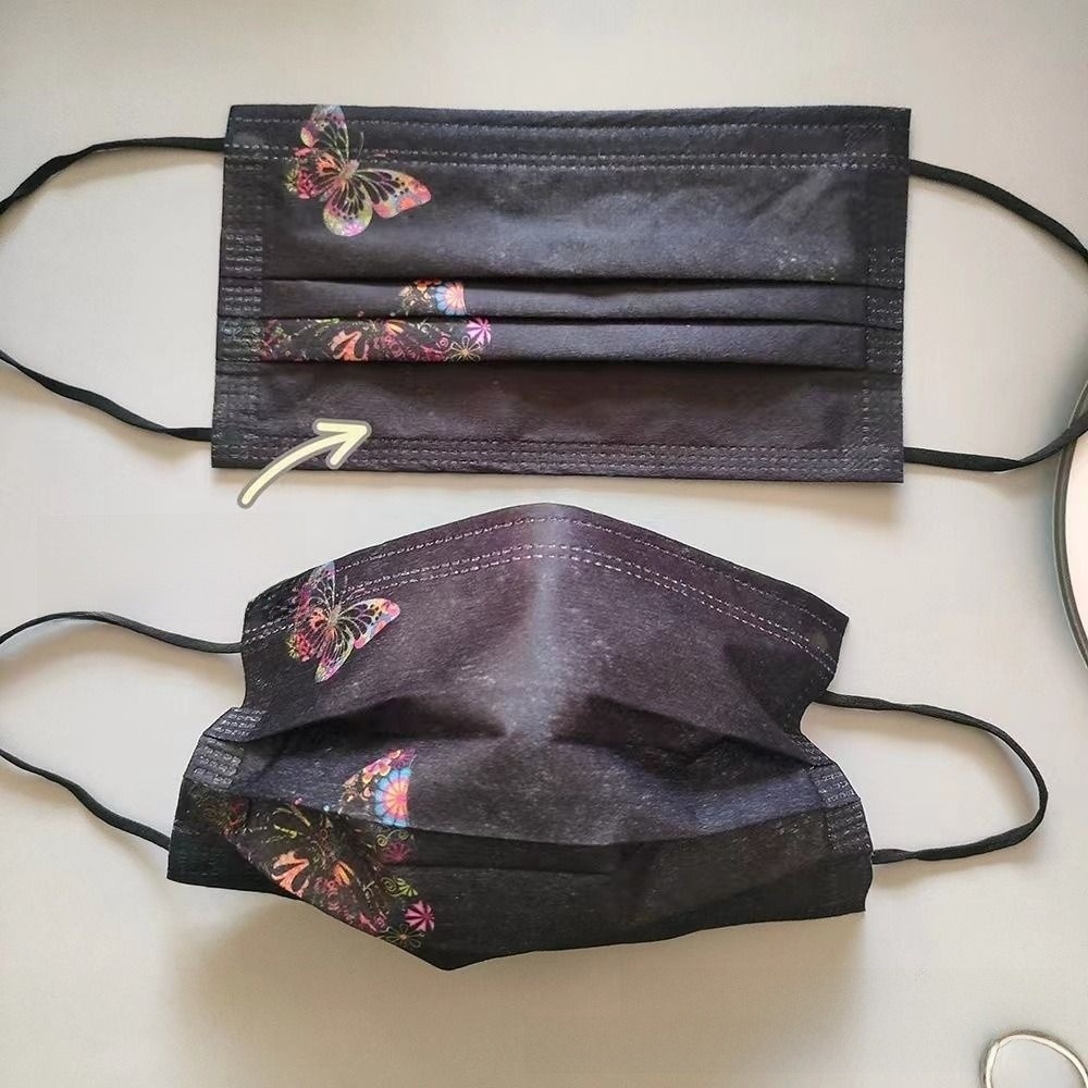 10pcs Colorful Butterfly Print - Cloth Face Mask Washable ulasan dan harga