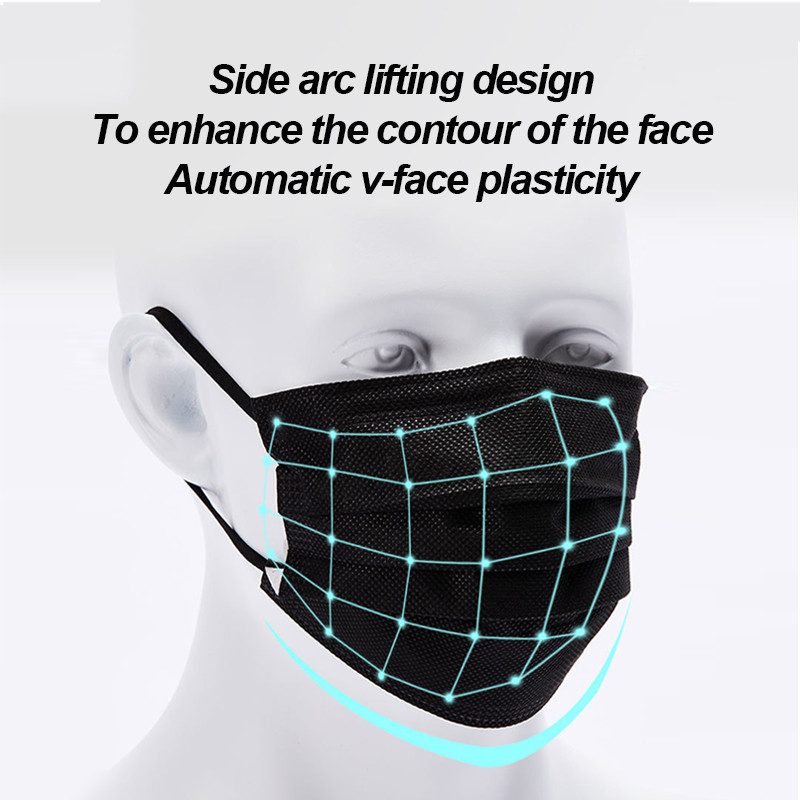100-400pcs Black Mask Disposab - Disposable Surgical Mask ulasan dan harga
